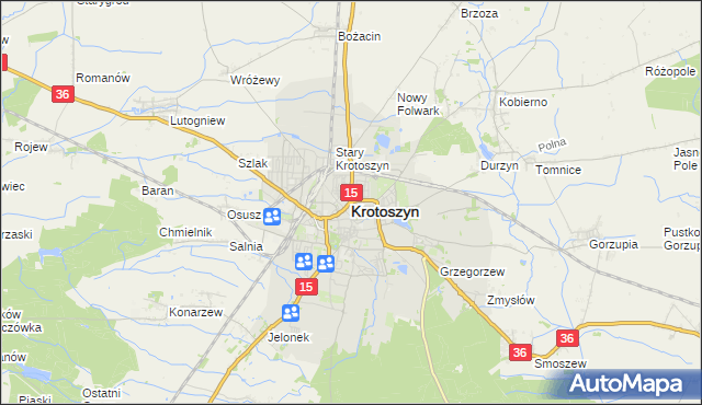 mapa Krotoszyna, Krotoszyn na mapie Targeo
