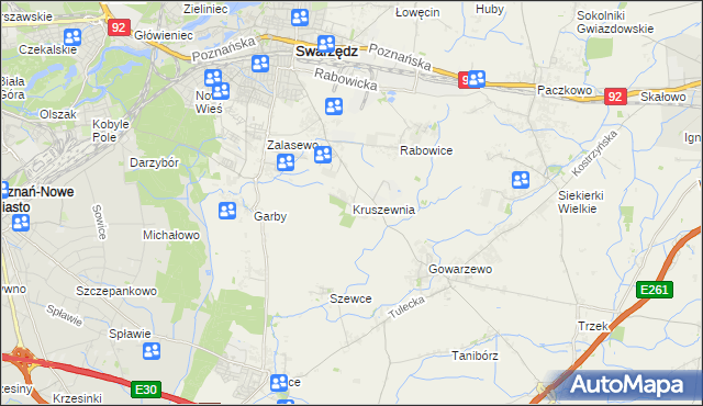 mapa Kruszewnia gmina Swarzędz, Kruszewnia gmina Swarzędz na mapie Targeo