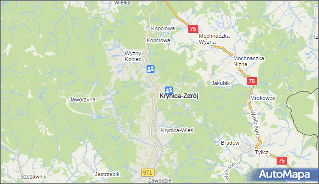 mapa Krynica-Zdrój, Krynica-Zdrój na mapie Targeo