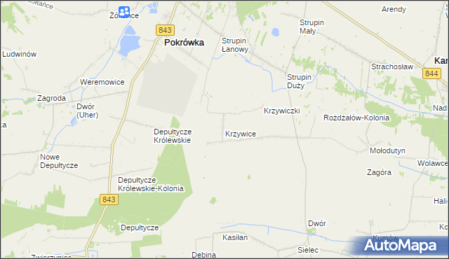 mapa Krzywice gmina Chełm, Krzywice gmina Chełm na mapie Targeo