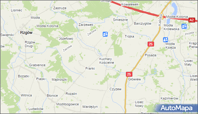 mapa Kuchary Kościelne, Kuchary Kościelne na mapie Targeo