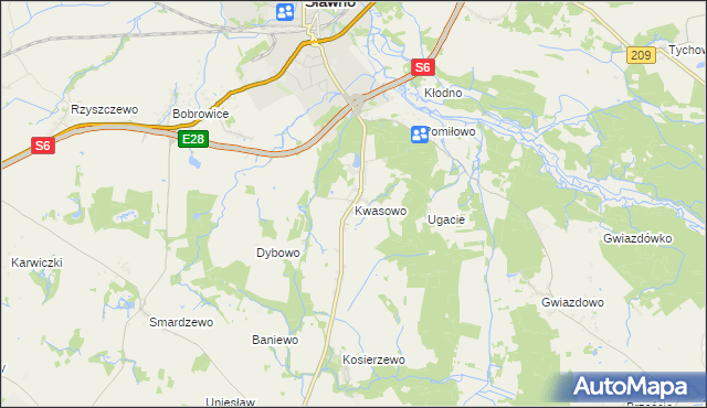 mapa Kwasowo, Kwasowo na mapie Targeo