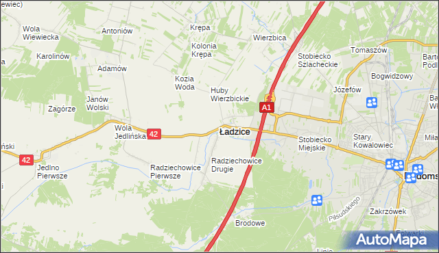 mapa Ładzice, Ładzice na mapie Targeo