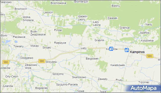 mapa Łazy gmina Kampinos, Łazy gmina Kampinos na mapie Targeo