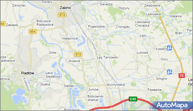 mapa Łęg Tarnowski, Łęg Tarnowski na mapie Targeo