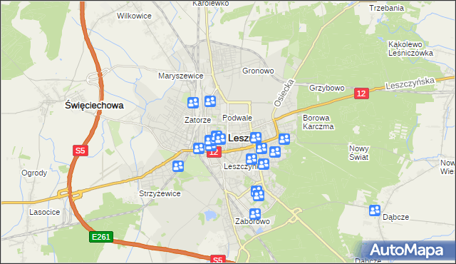 mapa Leszno, Leszno na mapie Targeo