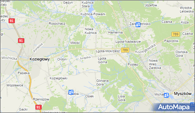 mapa Lgota Górna, Lgota Górna na mapie Targeo