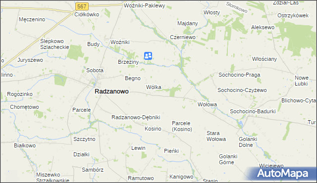 mapa Łoniewo gmina Radzanowo, Łoniewo gmina Radzanowo na mapie Targeo