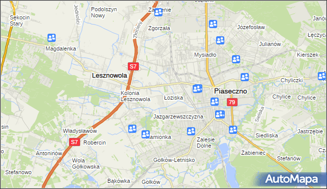 mapa Łoziska, Łoziska na mapie Targeo