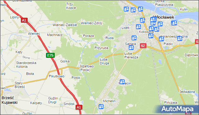 mapa Łuba Druga, Łuba Druga na mapie Targeo