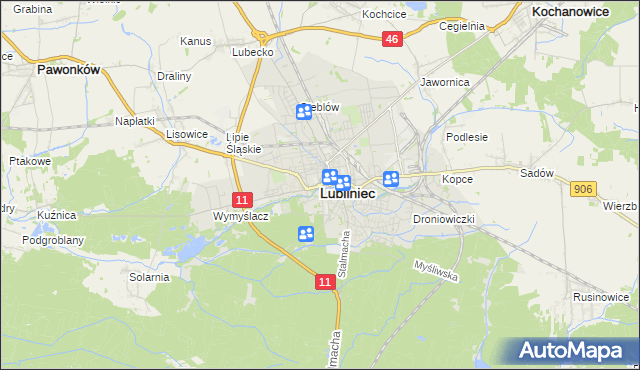 mapa Lubliniec, Lubliniec na mapie Targeo