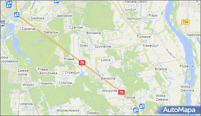 mapa Łubna gmina Góra Kalwaria, Łubna gmina Góra Kalwaria na mapie Targeo