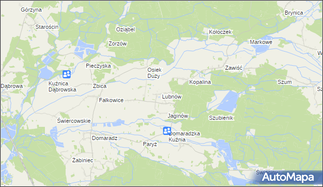 mapa Lubnów gmina Pokój, Lubnów gmina Pokój na mapie Targeo