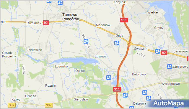 mapa Lusowo, Lusowo na mapie Targeo
