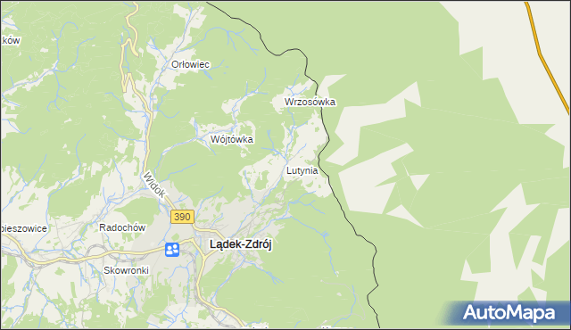 mapa Lutynia gmina Lądek-Zdrój, Lutynia gmina Lądek-Zdrój na mapie Targeo