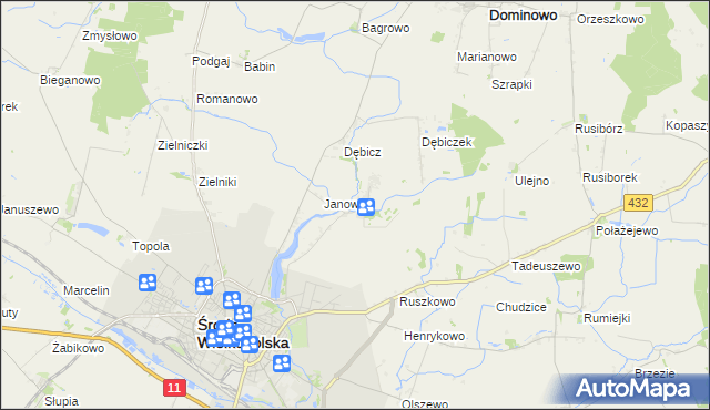 mapa Mączniki gmina Środa Wielkopolska, Mączniki gmina Środa Wielkopolska na mapie Targeo