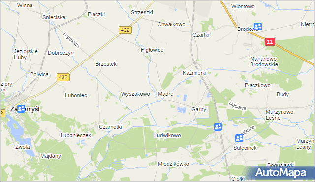mapa Mądre, Mądre na mapie Targeo