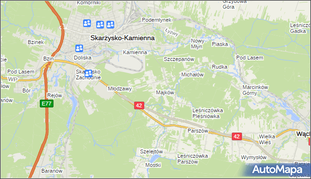 mapa Majków, Majków na mapie Targeo