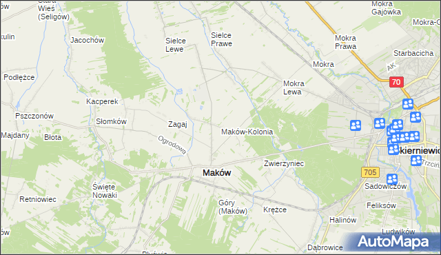 mapa Maków-Kolonia, Maków-Kolonia na mapie Targeo
