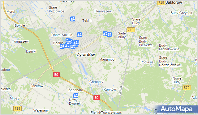 mapa Mariampol gmina Jaktorów, Mariampol gmina Jaktorów na mapie Targeo