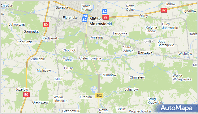 mapa Marianka gmina Mińsk Mazowiecki, Marianka gmina Mińsk Mazowiecki na mapie Targeo