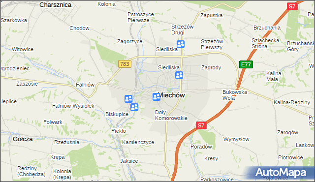 mapa Miechów, Miechów na mapie Targeo