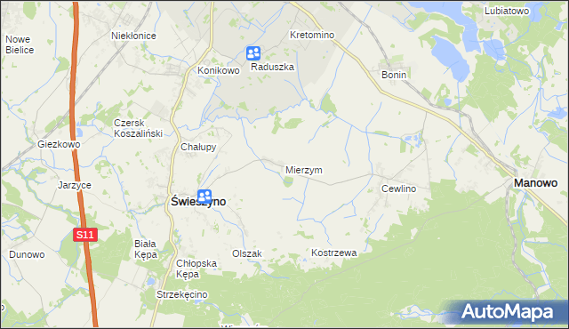 mapa Mierzym, Mierzym na mapie Targeo