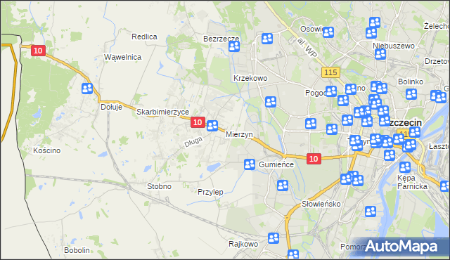 mapa Mierzyn gmina Dobra (Szczecińska), Mierzyn gmina Dobra (Szczecińska) na mapie Targeo