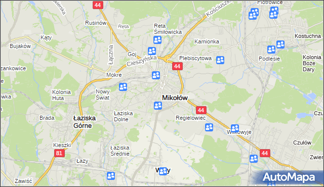 mapa Mikołów, Mikołów na mapie Targeo