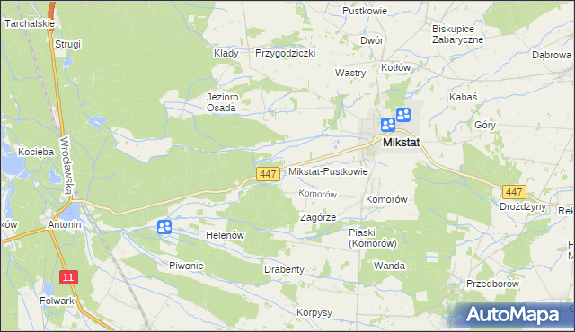 mapa Mikstat-Pustkowie, Mikstat-Pustkowie na mapie Targeo