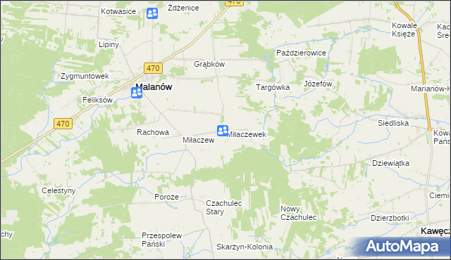 mapa Miłaczewek, Miłaczewek na mapie Targeo