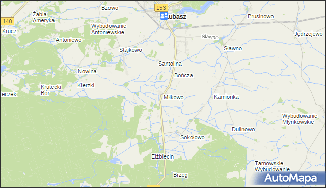 mapa Miłkowo gmina Lubasz, Miłkowo gmina Lubasz na mapie Targeo