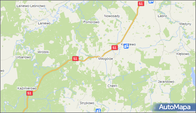 mapa Miłogórze, Miłogórze na mapie Targeo