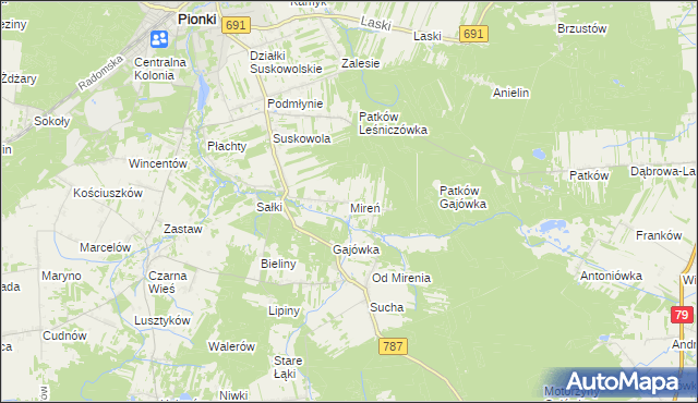 mapa Mireń, Mireń na mapie Targeo