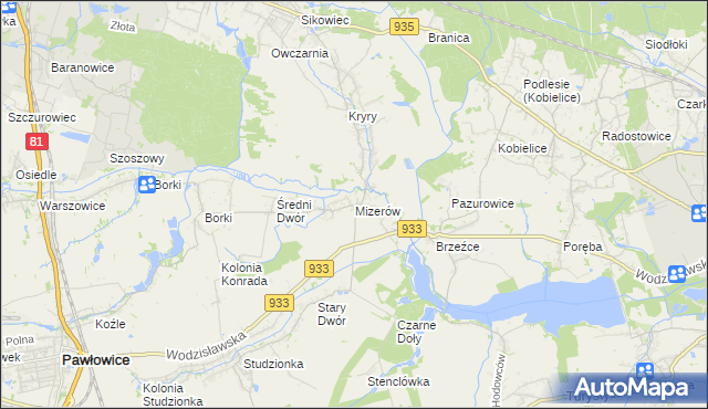 mapa Mizerów, Mizerów na mapie Targeo