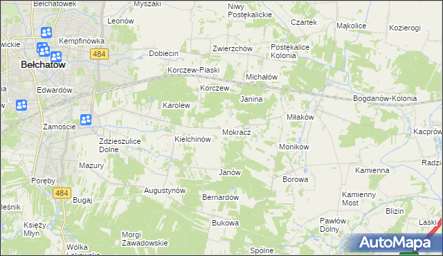 mapa Mokracz, Mokracz na mapie Targeo