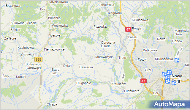 mapa Morawczyna, Morawczyna na mapie Targeo