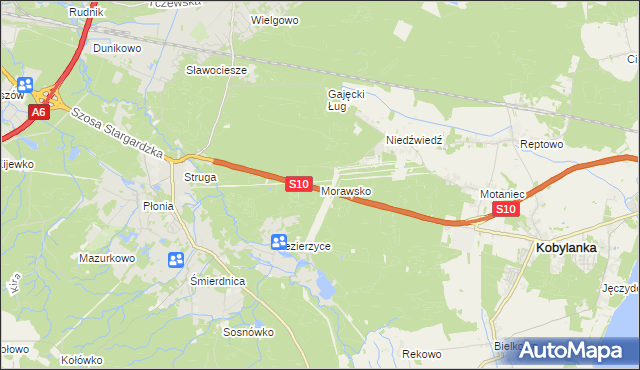 mapa Morawsko gmina Kobylanka, Morawsko gmina Kobylanka na mapie Targeo