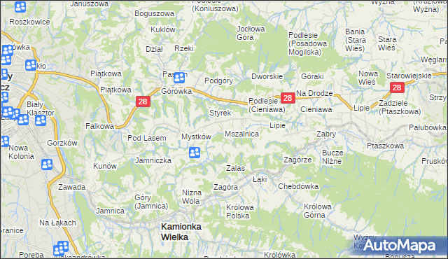 mapa Mszalnica, Mszalnica na mapie Targeo