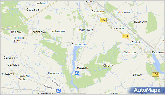 mapa Myszkowo gmina Szamotuły, Myszkowo gmina Szamotuły na mapie Targeo
