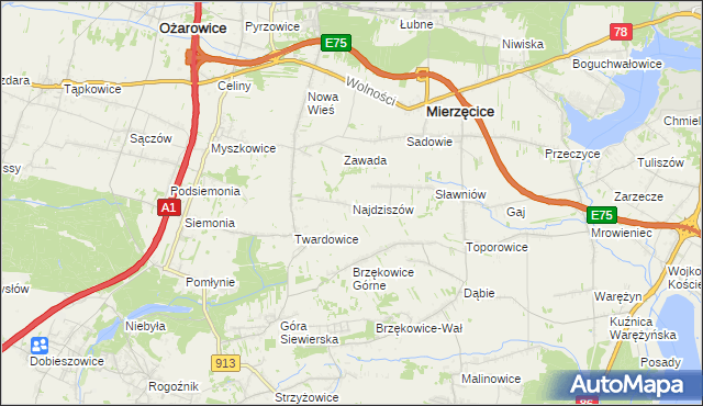 mapa Najdziszów, Najdziszów na mapie Targeo