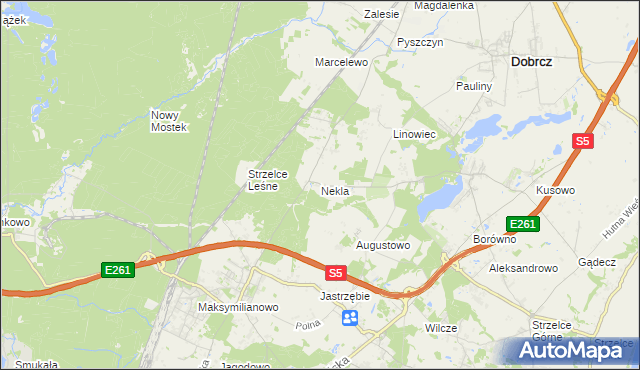 mapa Nekla gmina Dobrcz, Nekla gmina Dobrcz na mapie Targeo