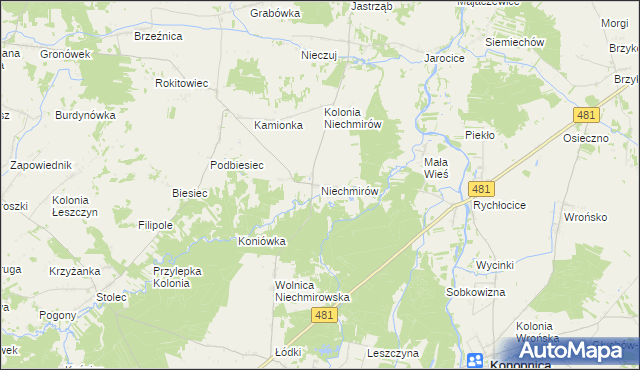 mapa Niechmirów, Niechmirów na mapie Targeo