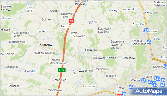 mapa Nieczatów, Nieczatów na mapie Targeo