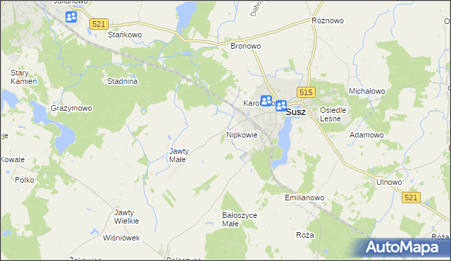 mapa Nipkowie, Nipkowie na mapie Targeo