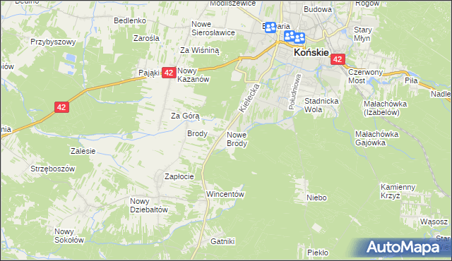 mapa Nowe Brody, Nowe Brody na mapie Targeo
