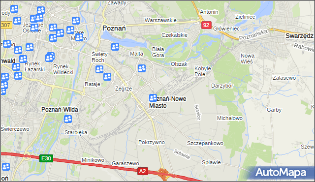 mapa Nowe Miasto gmina Poznań, Nowe Miasto gmina Poznań na mapie Targeo