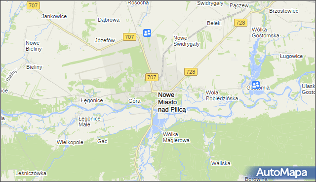 mapa Nowe Miasto nad Pilicą, Nowe Miasto nad Pilicą na mapie Targeo