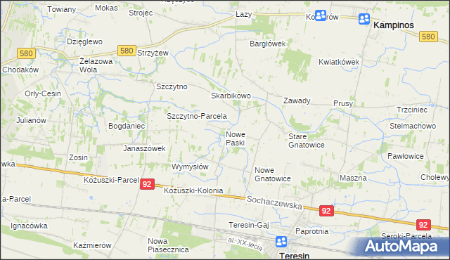 mapa Nowe Paski, Nowe Paski na mapie Targeo