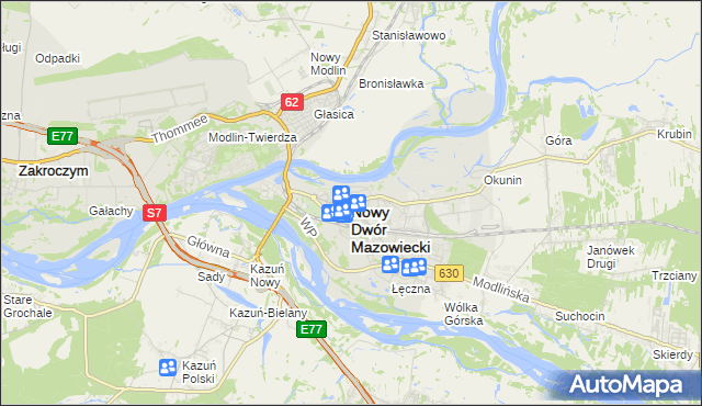 mapa Nowy Dwór Mazowiecki, Nowy Dwór Mazowiecki na mapie Targeo